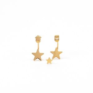 Gold Star Ear Jacket Earrings Small Cute Double